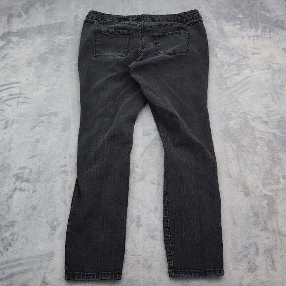 Wax Jeans Pants Womens 16 Black Distresssed High Rise Straight Cut Bottoms - Picture 13 of 16